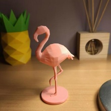 fenicottero poli Basso arte decorazione rosa animale carina arredamento uccello supporto 3d print model - Mito3D
