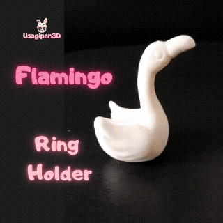 flamingo ring holder Art cartoon cute little curved beak wading bird miniature sculpture animal toy art miniatures lake decorative play 3d print model - Mito3D