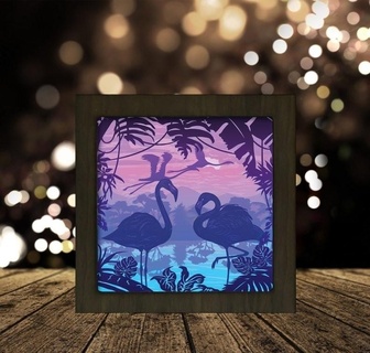 flamingo square light box Home flamenco lamp lightbox flaminco 3d print model - Mito3D