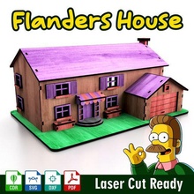 Flandern Haus Kunst Simpsons Karikatur Spielzeug Gebäude Laser Schnitt cnc 3d print model - Mito3D