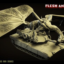 flash metal a arte esculturas estatueta cyber altamente detalhadas dragão tanque 3d print model - Mito3D