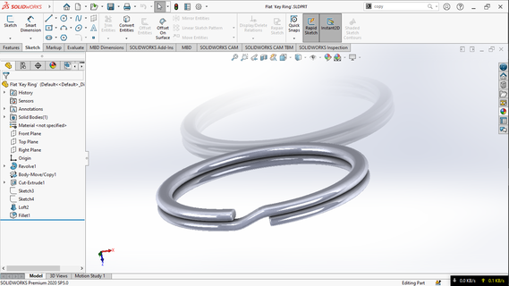 flat 'key ring' key ring holder 3d print model - Mito3D