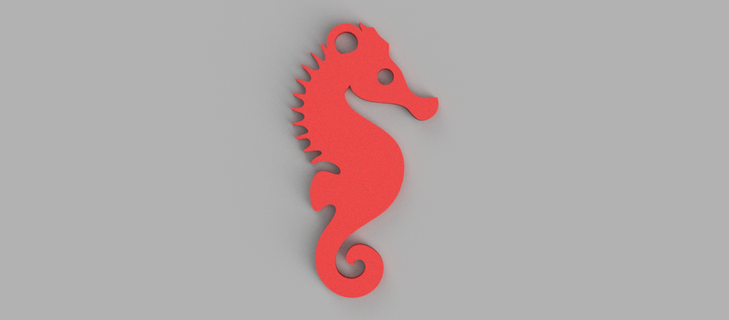 flat seahorse keychain - pendant earring 3d print model - Mito3D