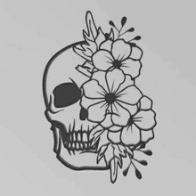 flat skull flowers mexican wall hang love valentine 3d print model - Mito3D