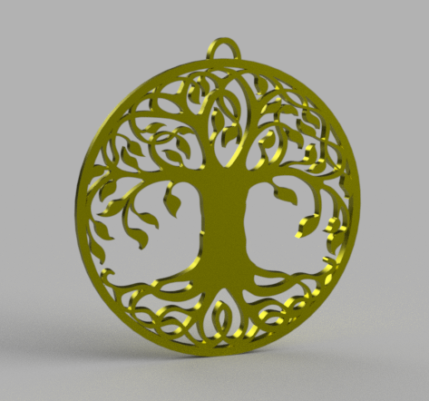 Baum Leben Schlüssel Ring Anhänger Ohrring 3D print model - Mito3D