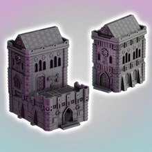 ligne plate ville gothique sanctuaire 3d print model - Mito3D
