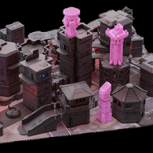 línea plana ciudad pilón formación torres 3d print model - Mito3D