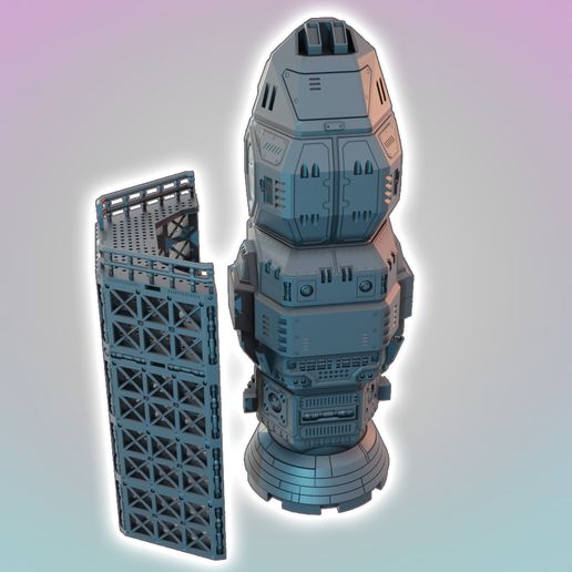 Nulllinie Stadt Rakete starten Einrichtung modular Raumschiff 3D print model - Mito3D