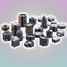 línea plana ciudad ola núcleo conjunto modular edificios 3d print model - Mito3D