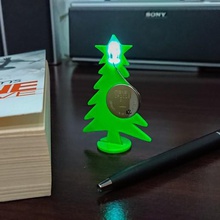 flatpack christmas tree gadget led coin battery desktop decor fun under-30-minute 3d print model - Mito3D