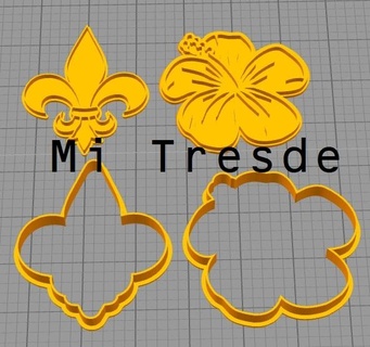 fleur de lis hibiscus lily flower hawaii flowers cutting marker cutter stamp cookie clay polymers 3d print model - Mito3D