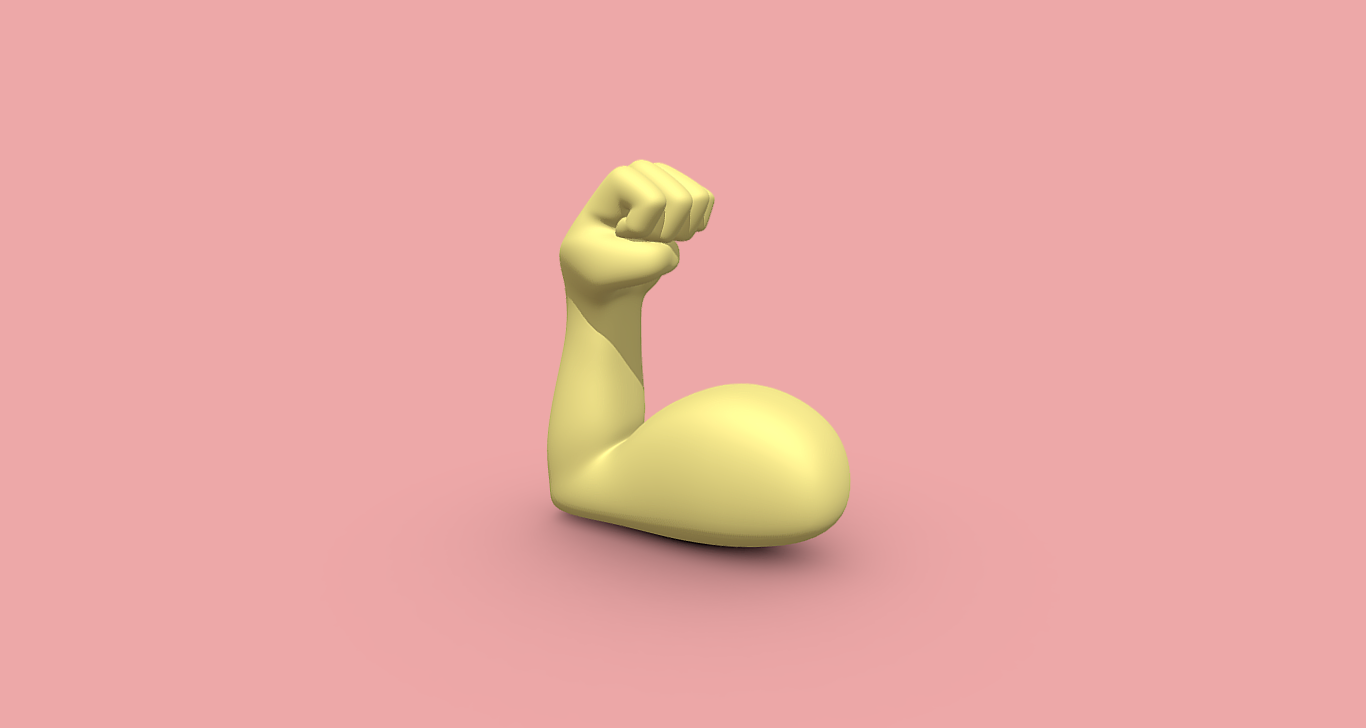 flexionado bíceps emoji arte flexed biceps imprimible 3d model muscular brazo músculo cuerpo aptitud gimnasio ejercicio fuerza culturismo rutina emoticon expresión ilustración 3D print model - Mito3D