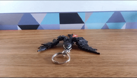 flexi chimuelo édenté train dragon porte clés art flexy soutiens clé chritsmas hoquet ornement gif Noël 3d print model - Mito3D