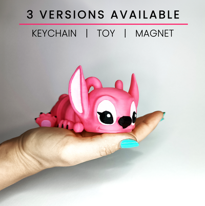 flexi angel toys keychain magnet stl+3mf game lilo stich stitch booblehead moving bubblehead flexy articulate articulating articulated 3d print model - Mito3D