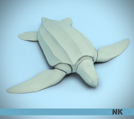 flexi articulated leatherback turtle flexible articulate sea ocean toy fish 3d print model - Mito3D