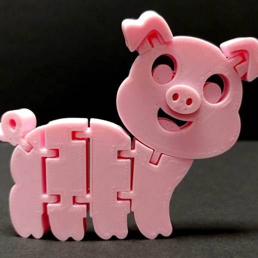 flexi domuz açıkladı oyun hayvanlar piggy esnek artikülasyon mafsallı hayvan 3D print model - Mito3D