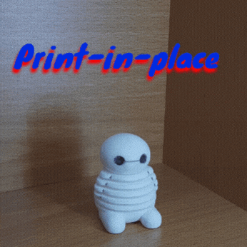 flexi baby baymax print-in-place articulated cute pretty nice game support 3D print model - Mito3D