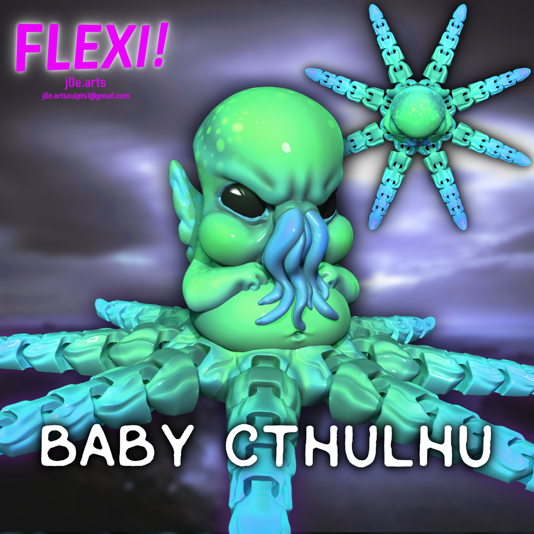 flexi baby cthulhu hp lovecraft print place toy articulated kids art horror 3D print model - Mito3D