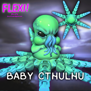 flexi bebê Cthulhu hp lovecraft impressão colocar brinquedo articulado crianças arte Horror 3d print model - Mito3D