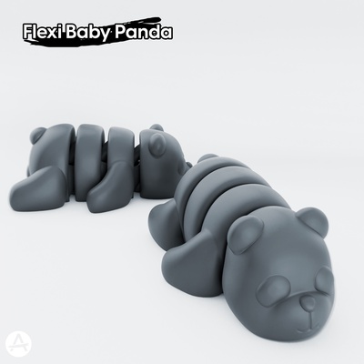 flexi bebé panda juego flexible articulado juguetes niños niño support 3d print model - Mito3D