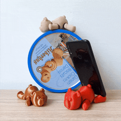 flessibile orso articolato print in place carina animale arte ufficio scrivania san valentino telefono titolare supporto in piedi 3d print model - Mito3D