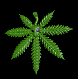 flessibile cannabis alieno marijuana kush ganja foglia Fumo erba pentola decorazione alto 420 spirituale ricreazione legalizzare 3d print model - Mito3D