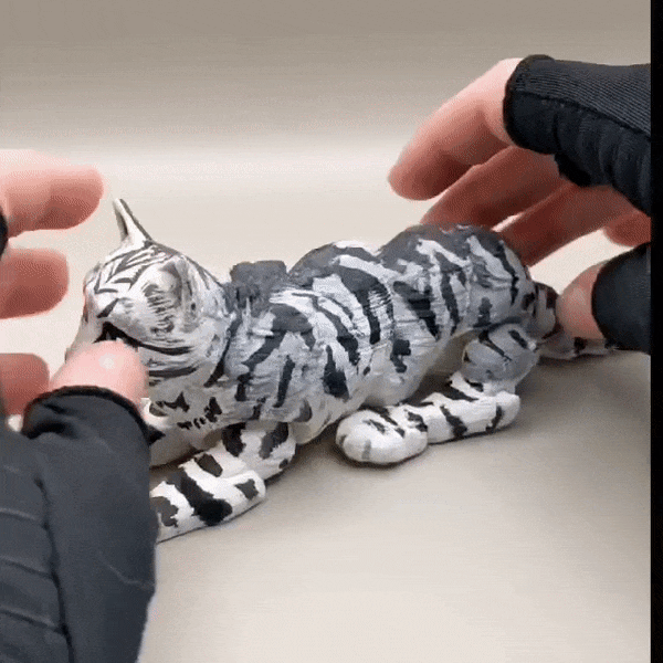 flexi cat print-in-place articulated kitty animal toy print place pet 3D print model - Mito3D