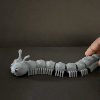 flexi Raupe 72 Beine artikuliert Regenwurm Drachen unterstützt flexibel drucken Ort Insekt Spielzeug 3d print model - Mito3D