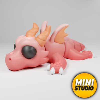 flexi cute dragon keychain game flexible flexy articulated link links toy animal printinplace nosupports posable fidget adorable cartoon halloween 3d print model - Mito3D