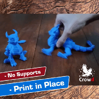 esnek Ejderha mafsallı karikatür Şirin oyuncak destek stl Yazdır yer hayvan 3d print model - Mito3D