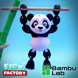 flexi fábrica bambu laboratório print in place panda ficar pé flexível ligação links brinquedo articulado dan Daniel sopala inquietação impressão colocar 3d print model - Mito3D