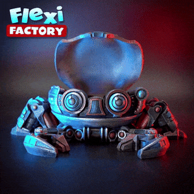 flexi factory cyber crab flexible halloween hermit link links articulated dan sopala box alien fidget print in place robot toy 3d print model - Mito3D