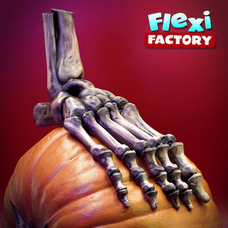 flexi Fabrik print place Skelett Fuß flexy flexibel Verknüpfung Links Spielzeug artikuliert Dan Daniel Sopala Hand Halloween zappeln drucken Ort 3d print model - Mito3D