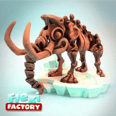 flexi factory skeleton mammoth toy articulated print-in-place fidget dansopala 3d 3dprint flexifactory movable 3d print model - Mito3D