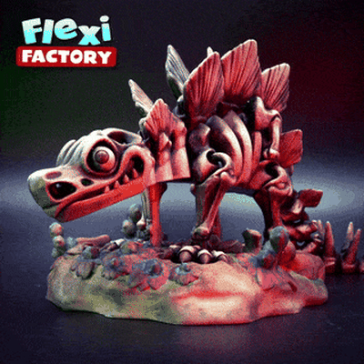 flexi fábrica esqueleto estegossauro 3mf arquivos incluído flexível brinquedo articulado stl dan sopala dinossauro ossos crianças inquietação impressão in colocar patreon tribos 3d print model - Mito3D