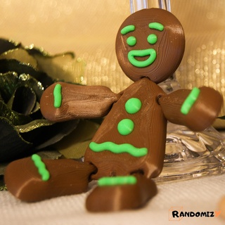flexi gingerbread man Art flexible articulated print in place chirstmas xmas decoration christmas no support cute toy holiday ornament keychain fidget randomizy 3d print model - Mito3D