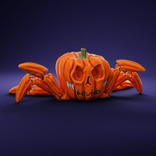 flexi halloween pumpkin print-in-place art articulation animal creepy spooky scary monster flexible spider toy tarantul aranha 3d print model - Mito3D