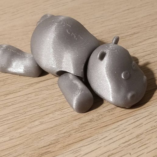 flexi hippopotame art articulé souple mignonne 3D print model - Mito3D