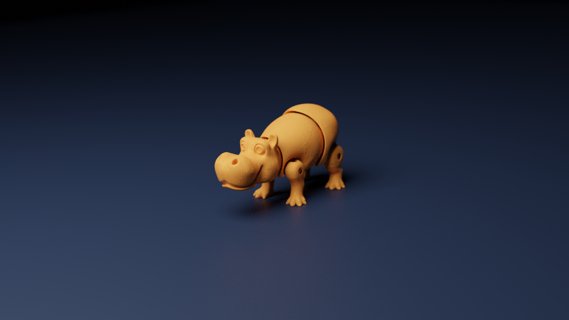 flexi hippopotamus animal toys art toy articulated 3D print model - Mito3D