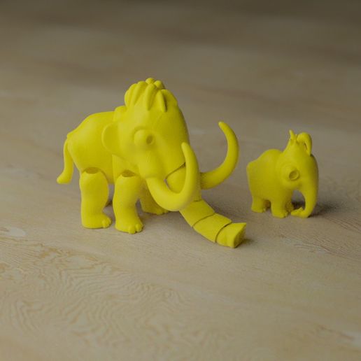 flessibile mammut articolato bambino arte animale 3D print model - Mito3D