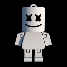 esnek Marshmello oyuncak anahtarlık anahtar yüzük 3d 3dmodel 3dprint 3dprinting oyun karakter iyi üst 3d print model - Mito3D