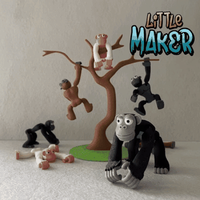 esnek maymun maymunlar ağaç 3mf renkli mafsallı yapıcı 3d print model - Mito3D