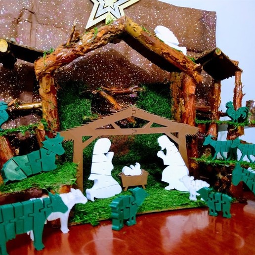flexi escena de la natividad - belen casa navidad decoración jesús maria jose 3D print model - Mito3D