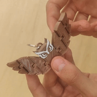 flexi búho articulado llavero pájaro juguete impresión sitio flexible regalo lindo Moviente animal ondulante agitarse 3d print model - Mito3D