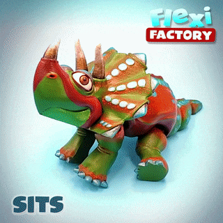 flexi print in place triceratops flexible posable juguete articulado daniel sopala fábrica impresión sitio jurásico dinosaurio t rex 3d print model - Mito3D