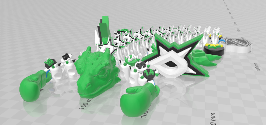 flexi impression dallas étoiles dragon jeu lnh jouet in endroit soutien libre 3d print model - Mito3D