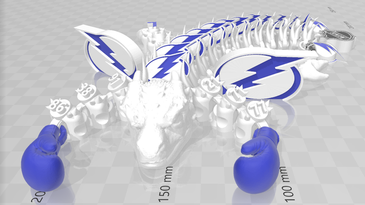 flexi print tampa bay lightning dragon game nhl toy in place support free 3d print model - Mito3D