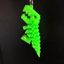 flexi rex keychain nose hole jewelry articulated dinosaur keychains 3d print model - Mito3D