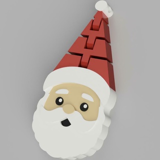 flexi papai noel cabeça joalheria chaveiro pingente decoração natal Natal chapéu presente cara árvore fofa bonita articulado Diversão claus movimento 3d print model - Mito3D