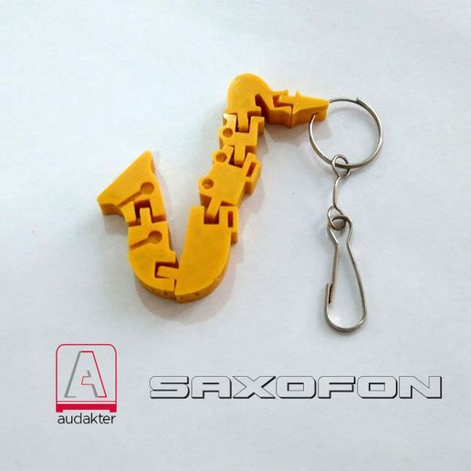 flexi saxophone - key chain ring design3d music toy impression3d education 3D print model - Mito3D